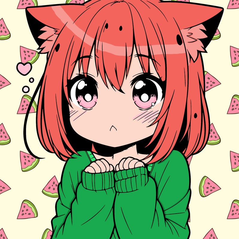 shy anime catgirl