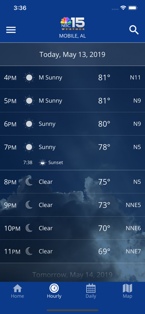 NBC 15 Weather - Hourly weather forecast on the NBC 15 Weather app for Mobile Alabama