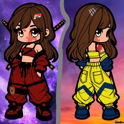 girl in crop top and baggy pants