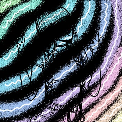 realistic teenage girl with braids and a beanie and crop top doing 🫶🏼