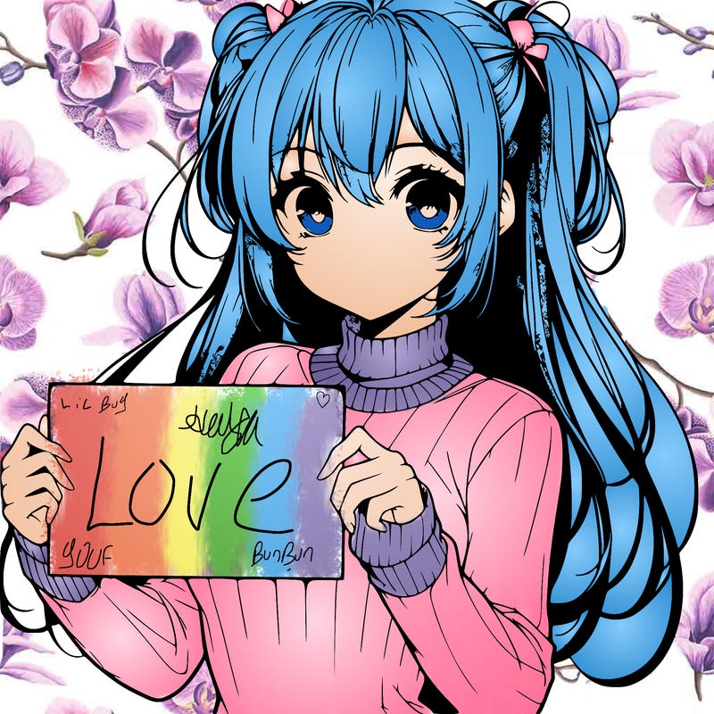 realistic pretty anime girl holding blank sign
