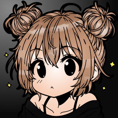 a manga girl with messy small buns