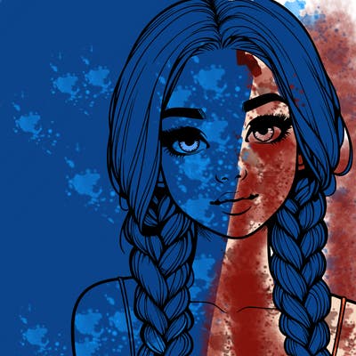 realistic girl with braids