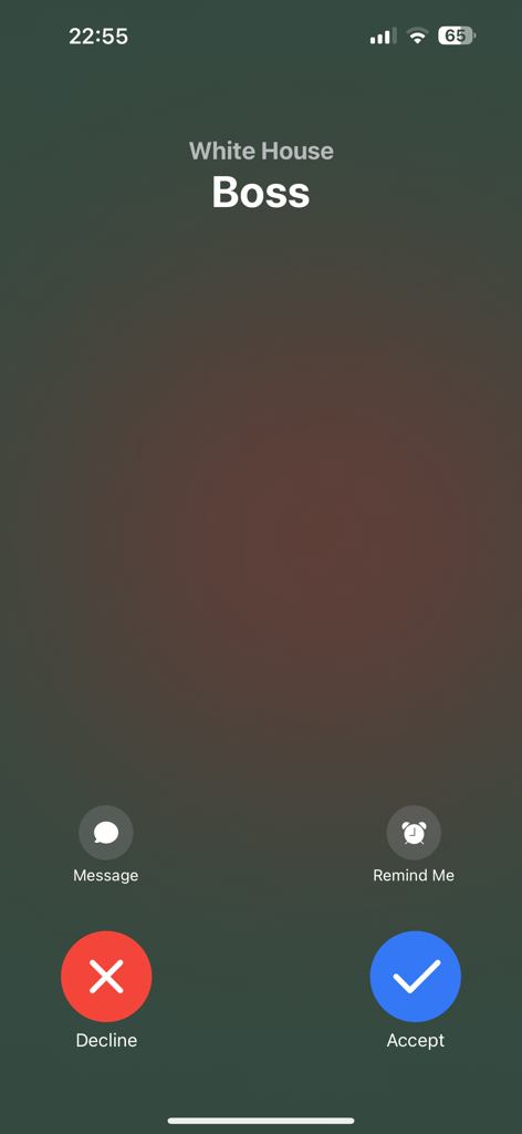 A simulated incoming iPhone call from Boss for practicing professional communication.