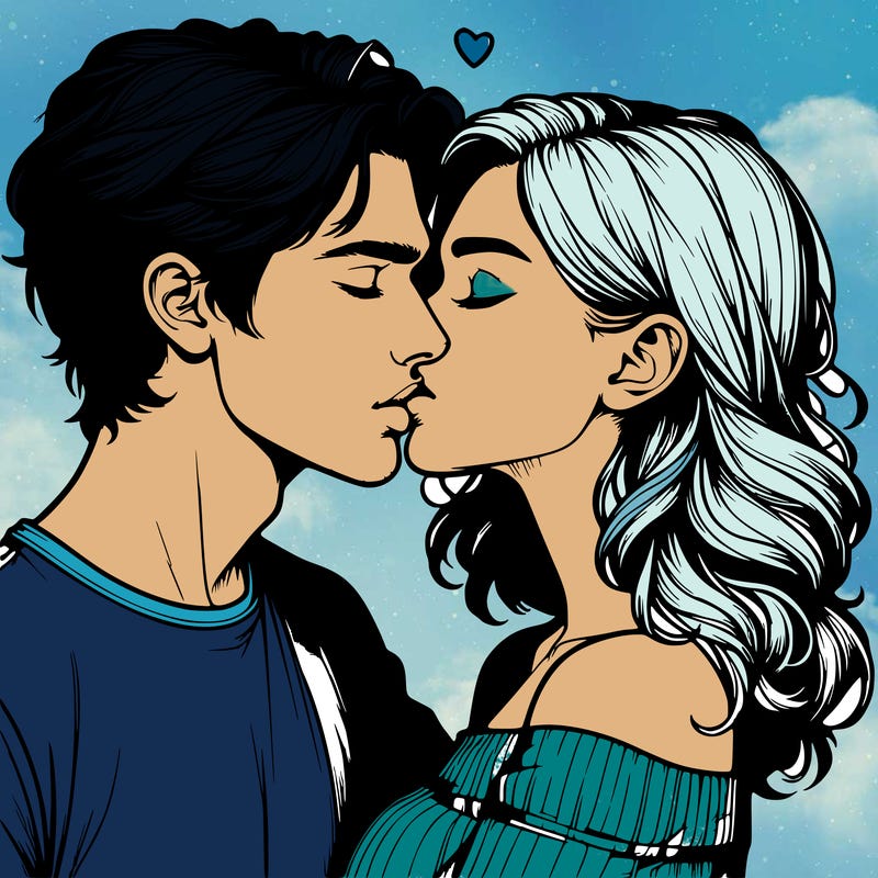 realistic couple kissing