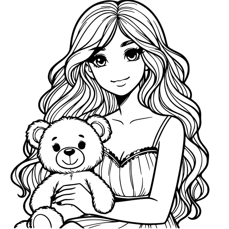 young woman with a teddy bear