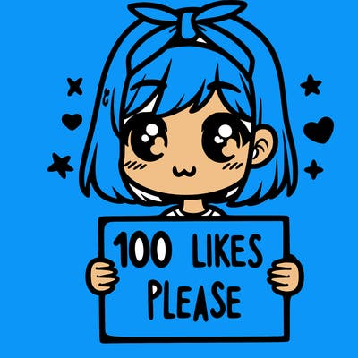 girl holding sign saying 100 likes please