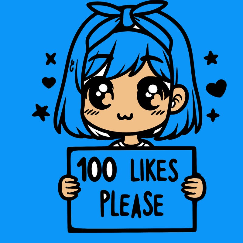girl holding sign saying 100 likes please