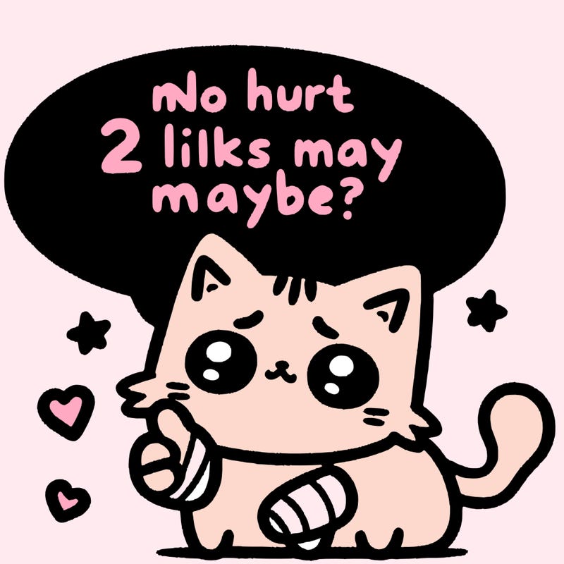 cute cat thats been hurt saiying 2 likes maybe