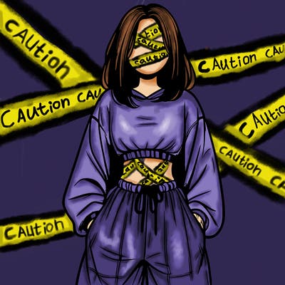 realistic girl faceless with baggy pants and a crop top