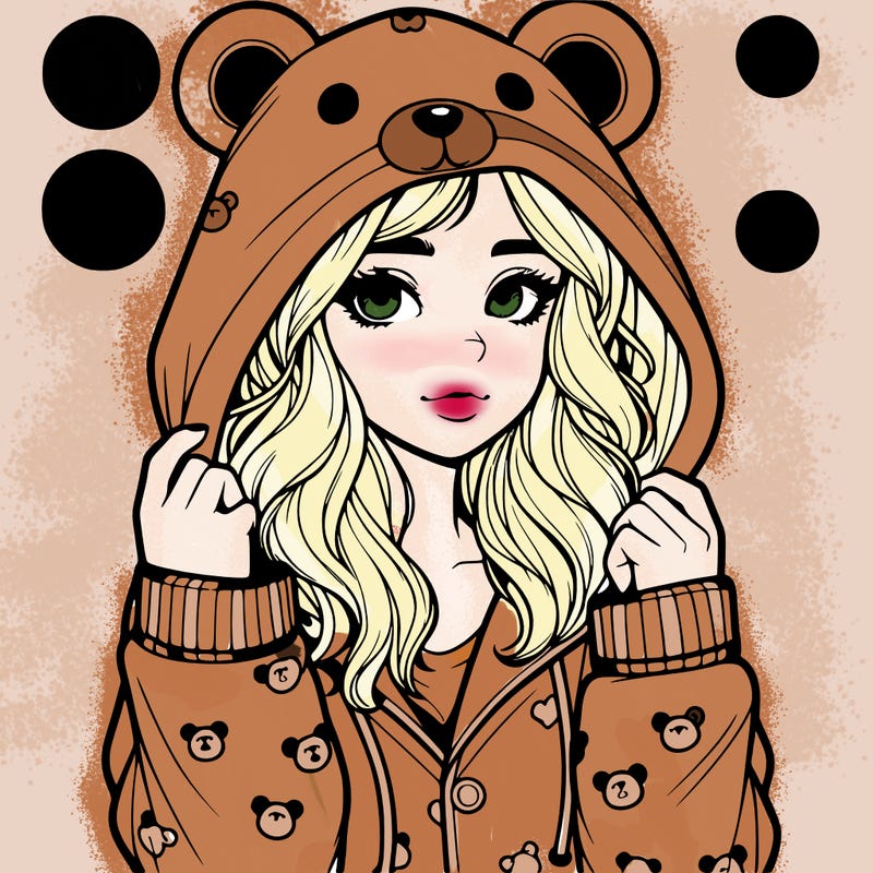 realistic girl in a animal pjs hoodie