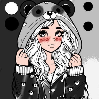 realistic girl in a animal pjs hoodie