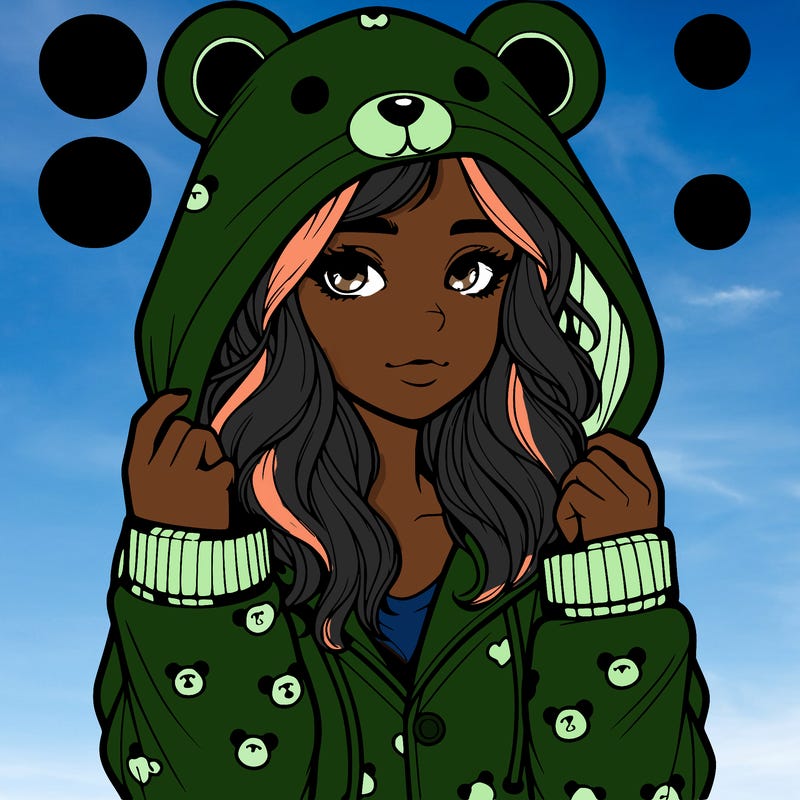 realistic girl in a animal pjs hoodie