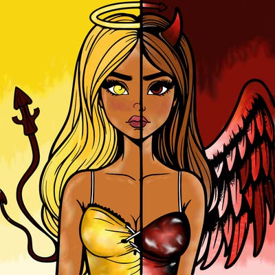 devil vs angel realistic girl