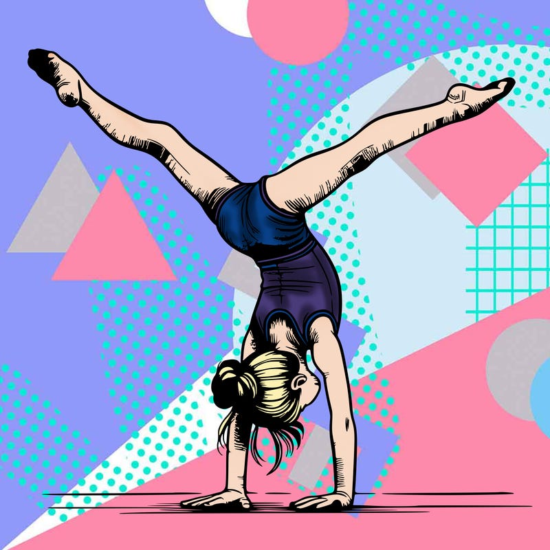 realistic gymnastic hand stand girl in four splits