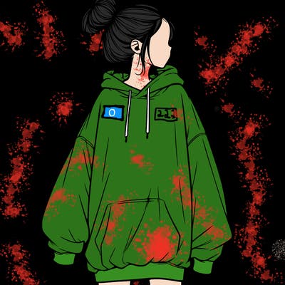 realistic girl with a oversized sweatshirt on and a bun