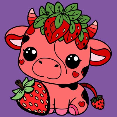 cute strawberry cow