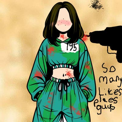 realistic girl faceless with baggy pants and a crop top