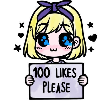 girl holding sign saying 100 likes please