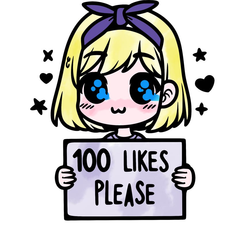 girl holding sign saying 100 likes please