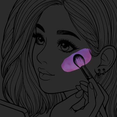 a realistic girl doing her makeup