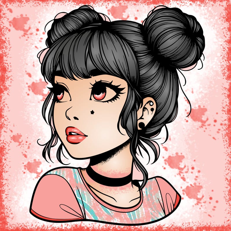realistic girl with spacebuns