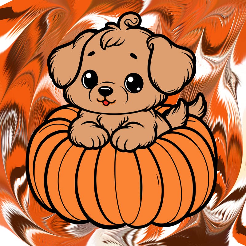cute little puppy in a pumpkin
