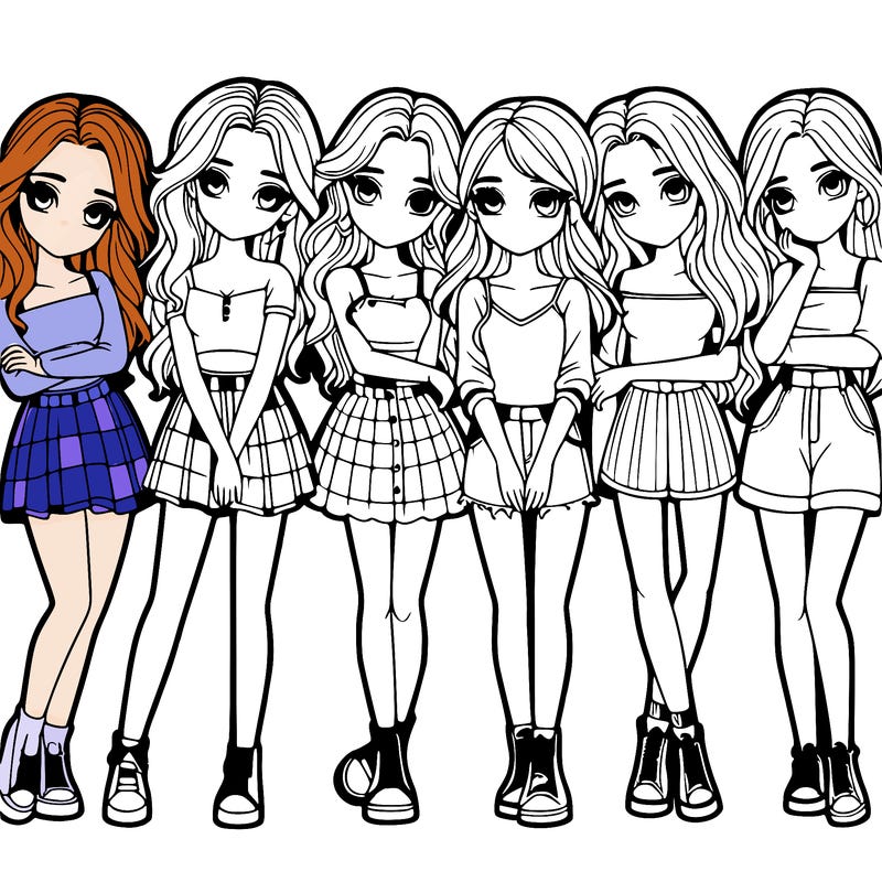 a group of girls realistic