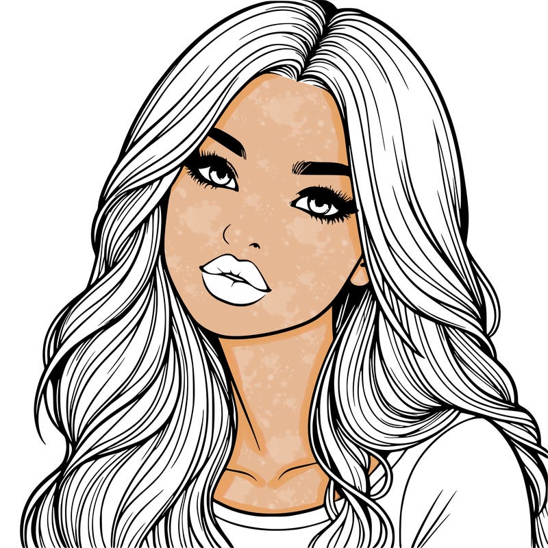 realistic girl with hair on her hair and lips