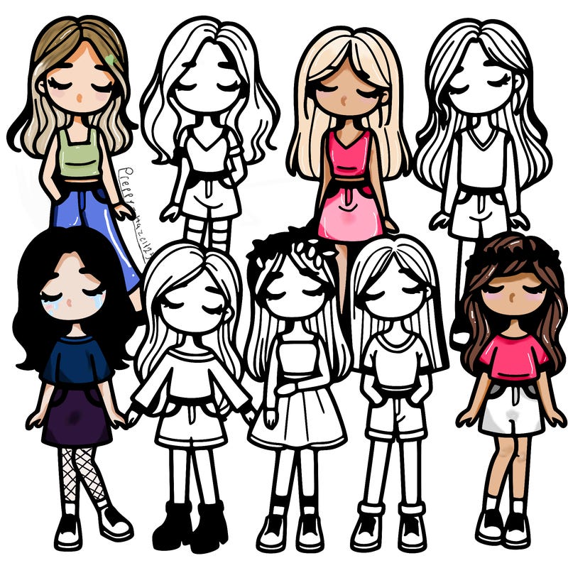 a group girls with their eyes closed full body