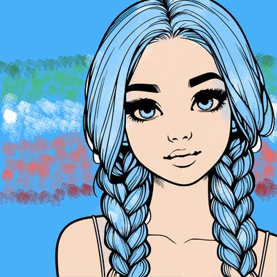 realistic girl with braids