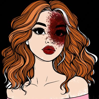 realistic girl with wavy hair and lips