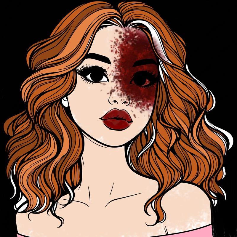 realistic girl with wavy hair and lips