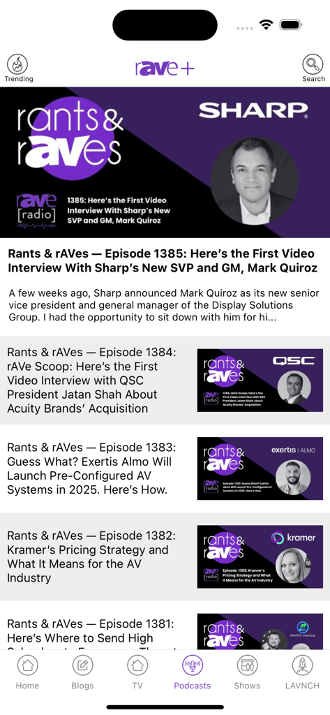 rAVe + - Lista de episodios del podcast Rants and rAVes en la aplicación rAVe plus.