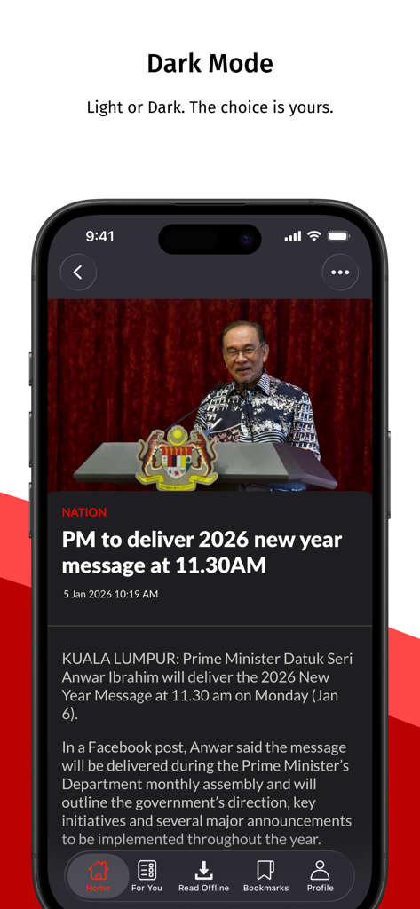 The Star Malaysia - The Star Malaysia app showing a news article in dark mode