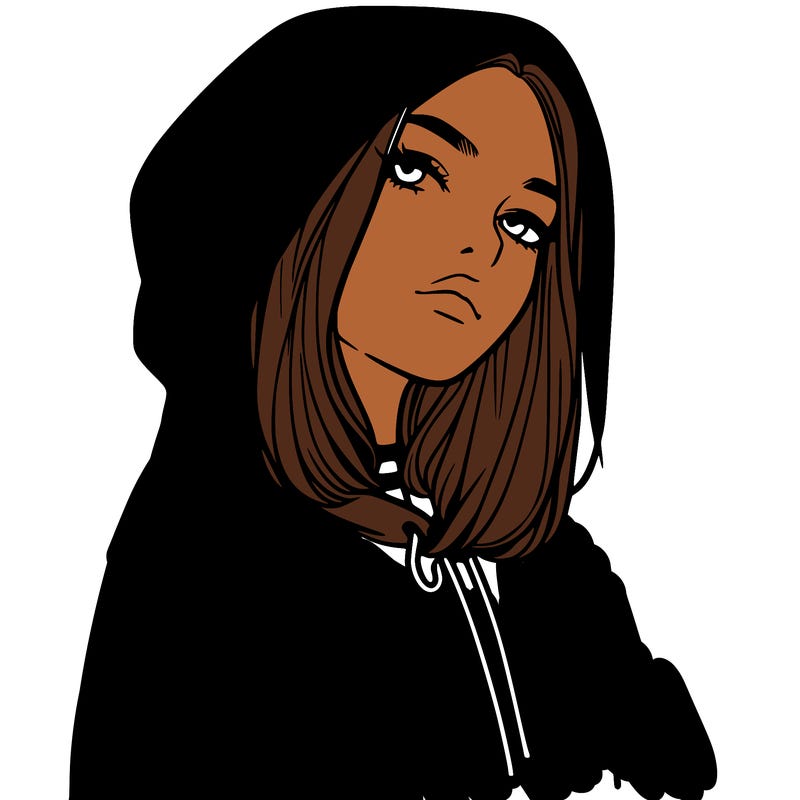 a realistic girl in a hoodie