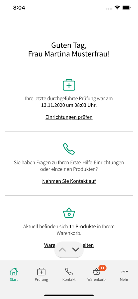 Dashboard of the WERO app for managing workplace first aid kit compliance