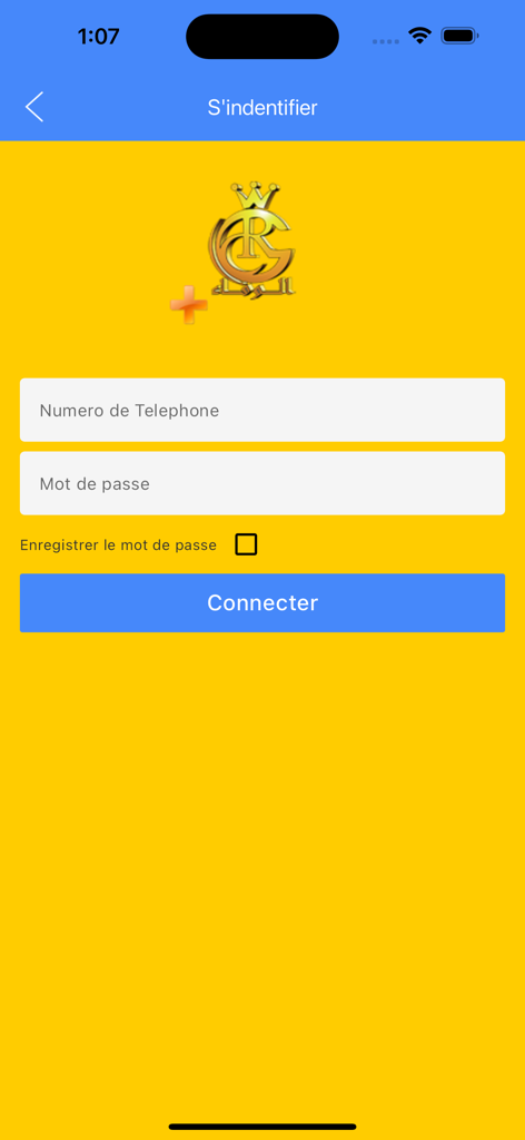 El Wafa Plus - El Wafa Plus mobile app login screen featuring phone number and password input fields on a yellow background
