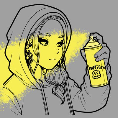 a realistic girl, spray painting