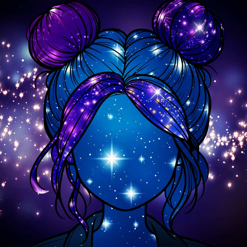 realistic girl with buns on the top of her hair