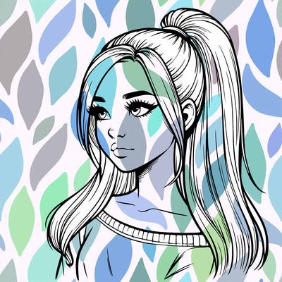 realistic girl with a high ponytail