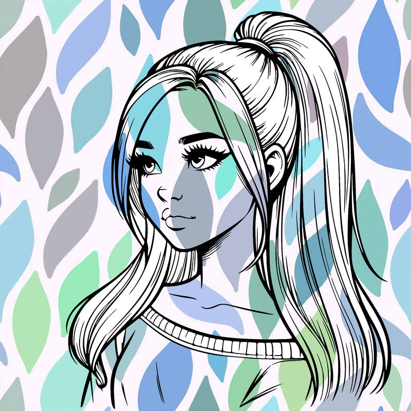 realistic girl with a high ponytail