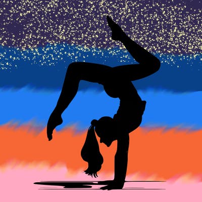 a woman doing a handstand realistic