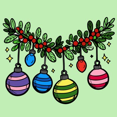 christmas garland with big bulbs