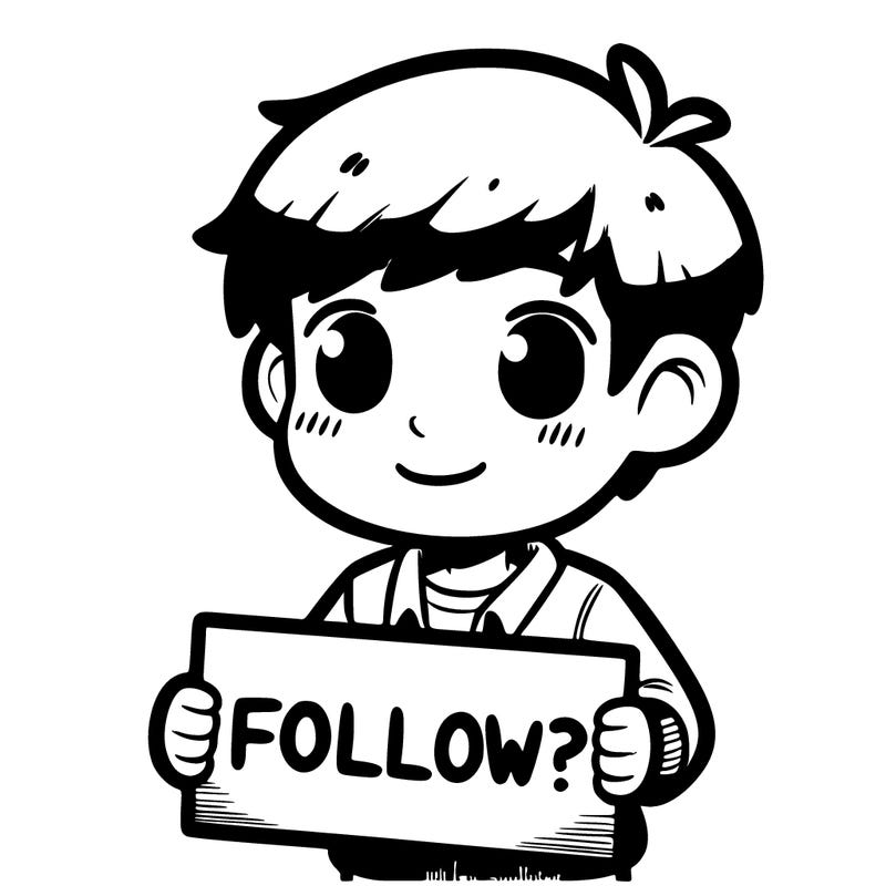 guy holding sign that says "follow?"