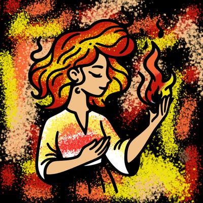 woman with fire