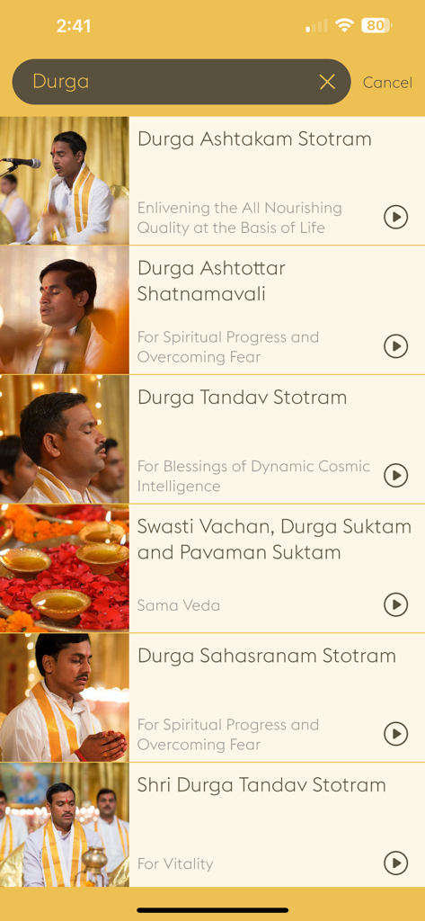 Search results for Durga recitations and stotrams in the Maharishi Veda app