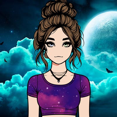 realistic girl with messy bun and croptop