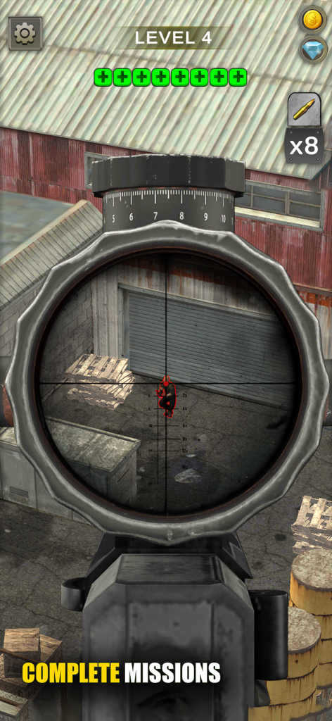 Air Attack 3D: Sky War - Sniper scope view of a target in a mission from Air Attack 3D Sky War