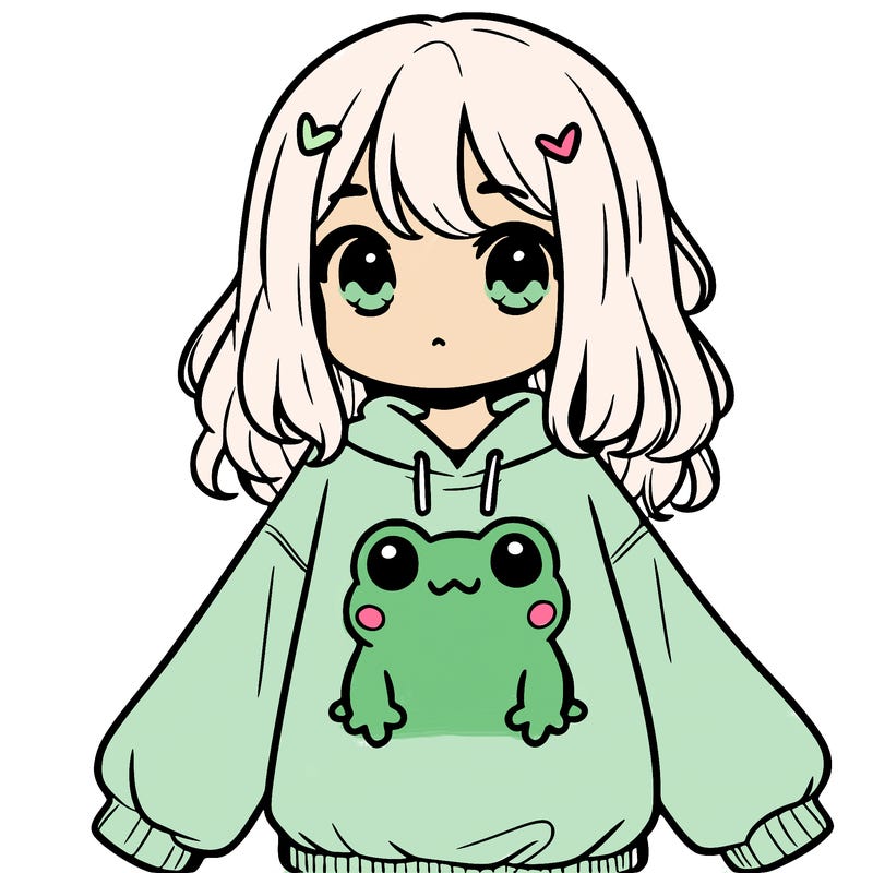 girl wearing frogging sweatshirt